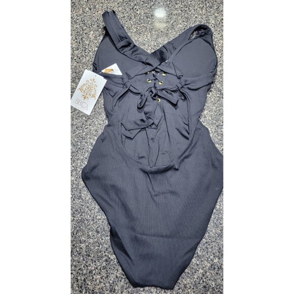 Becca Women's One-Piece Swimsuit - Black, Small Whit Front Laces $158 - Picture 6 of 7